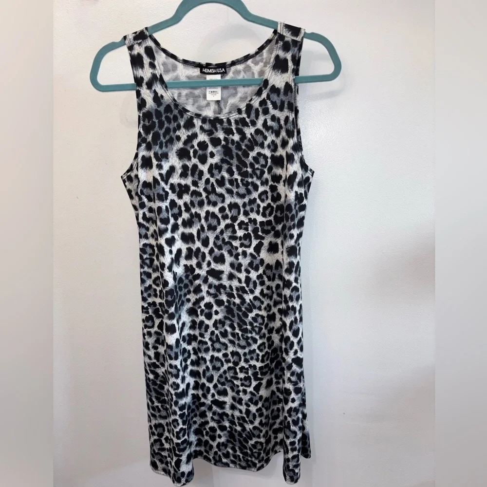 HEIMISH USA Black and White Leopard Print Midi Dress